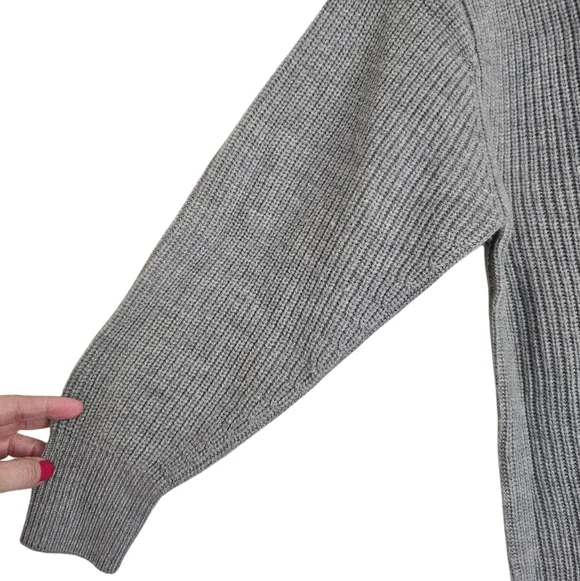 Quince Merino Wool Relaxed Turtleneck Sweater Dress Light Heather Gray, Size M - Picture 4 of 11